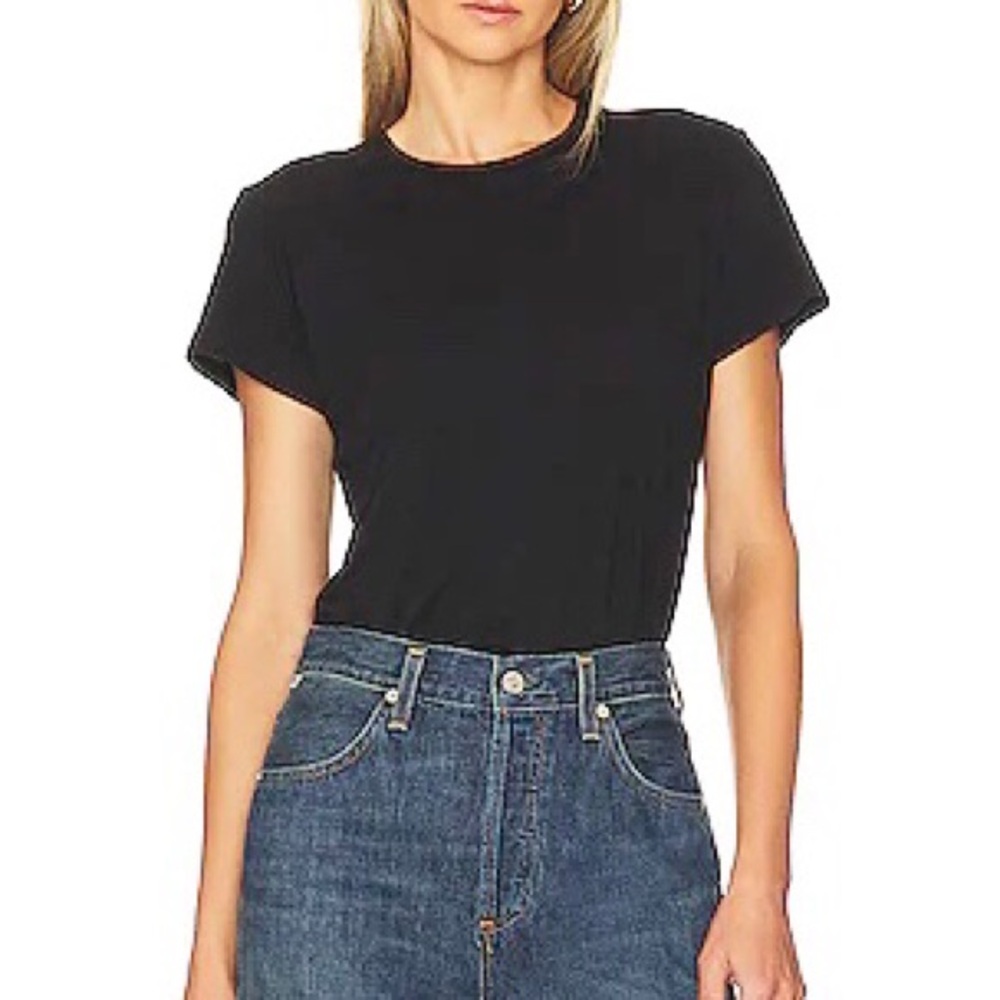 NILI LOTAN Lana Crew Neck Tee Washed Black